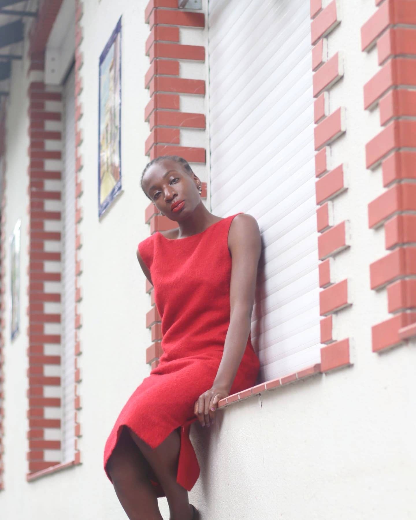 90s Atos Lomardini Red Mohair Blend Dress| Sleeveless Vintage Red Italian Made Dress| Minimalist Winter Frock