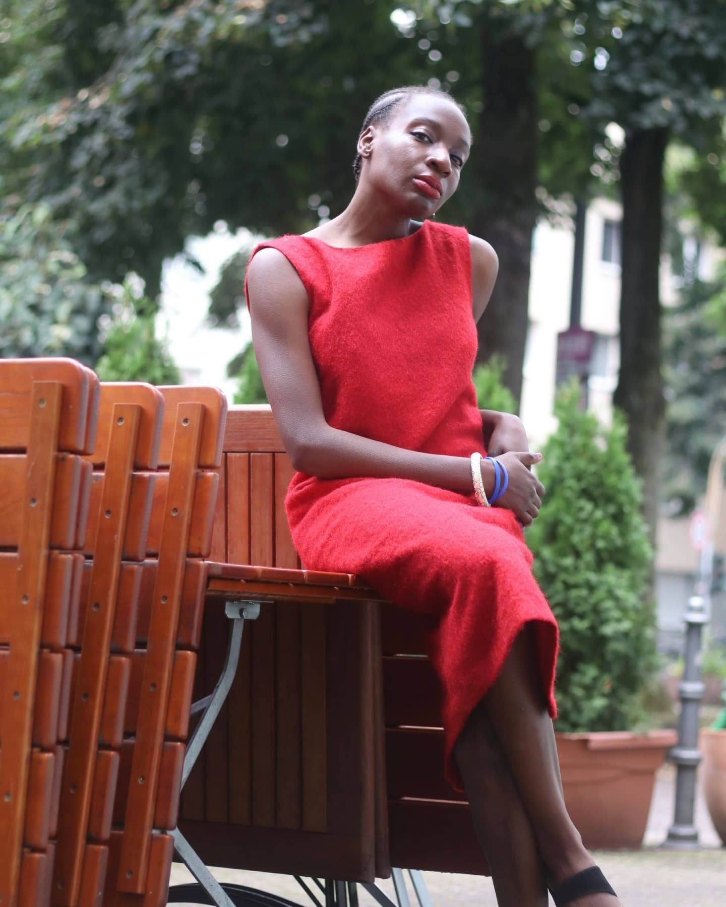 90s Atos Lomardini Red Mohair Blend Dress| Sleeveless Vintage Red Italian Made Dress| Minimalist Winter Frock