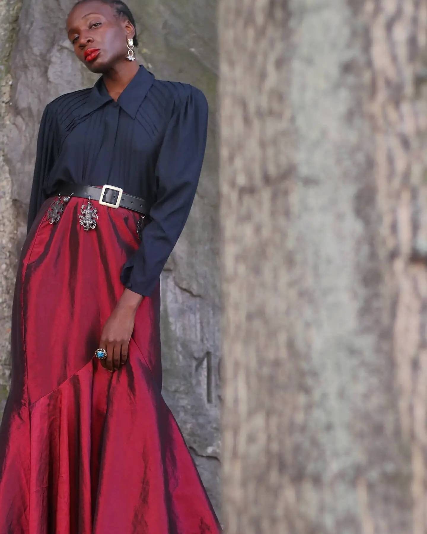 90s maxi skirt with tulle| Vintage opulent peplum design after dark glamour