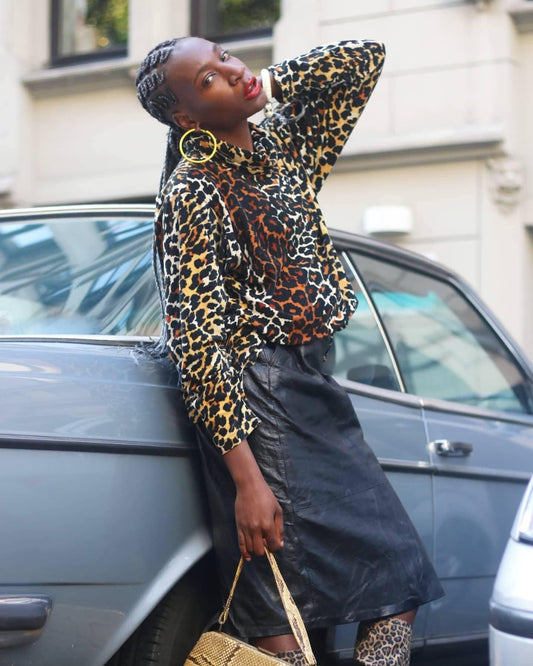 90s leather Skirt in Black | Vintage leather design