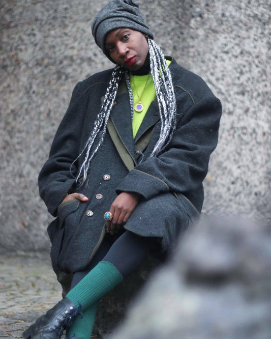 80s Bavarian Winter Coat| Vintage unisex winter coat in grey| Women's oversized blazer| Men's winter jacket in green