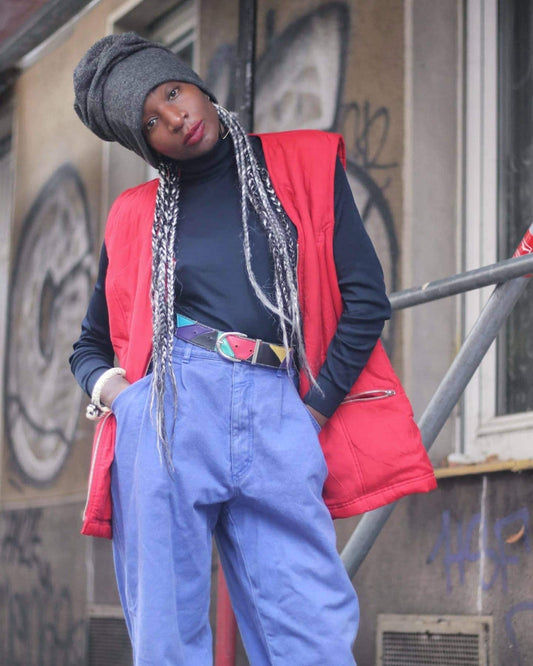 90s Silk Vest | Vintage C&A red vest with zipper and pockets| Preppy Chic Street Style Vest