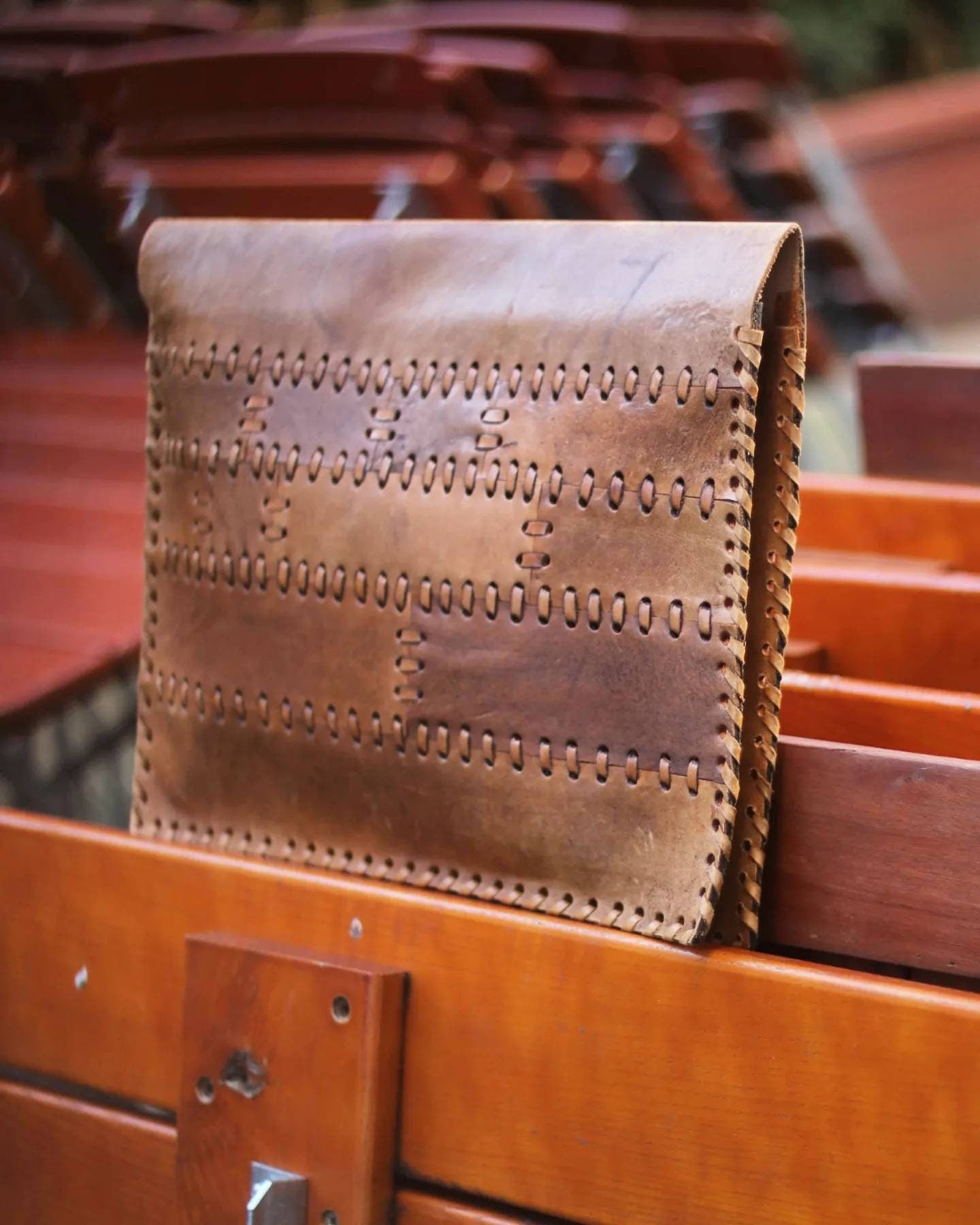 Vintage leather woven clutch or office bag | Minimalist Boho chic laptop bag