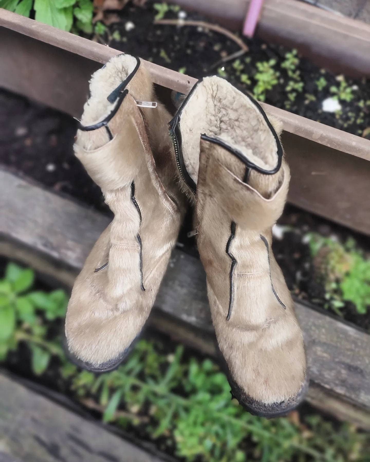 70s Fur Boots in light Grey | Vintage Olympia Schapuro Winter Boots Made In West Germany