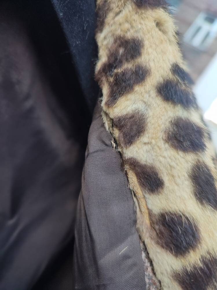 70s handmade blazer with animal print collar| Vintage tailored leopard detailed coat design