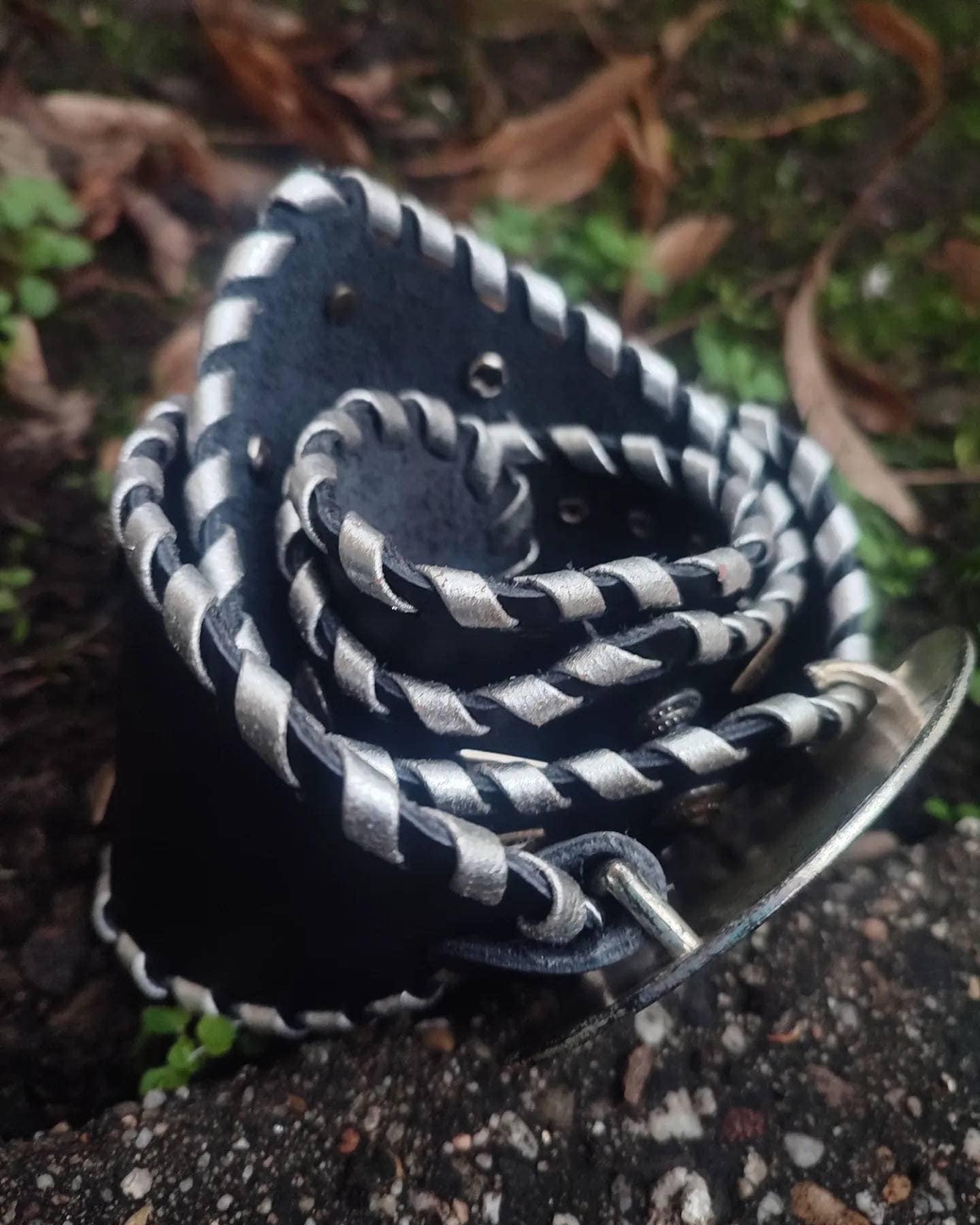 Country leather Studded Belt| Vintage Americana Black and white belt