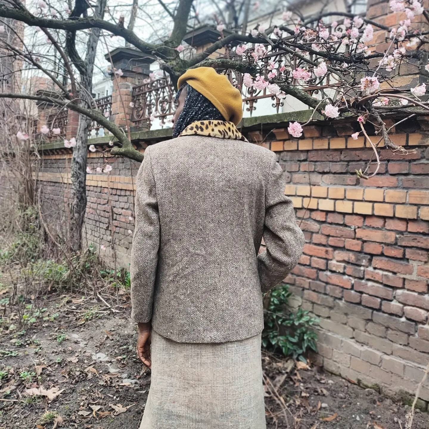 70s handmade blazer with animal print collar| Vintage tailored leopard detailed coat design
