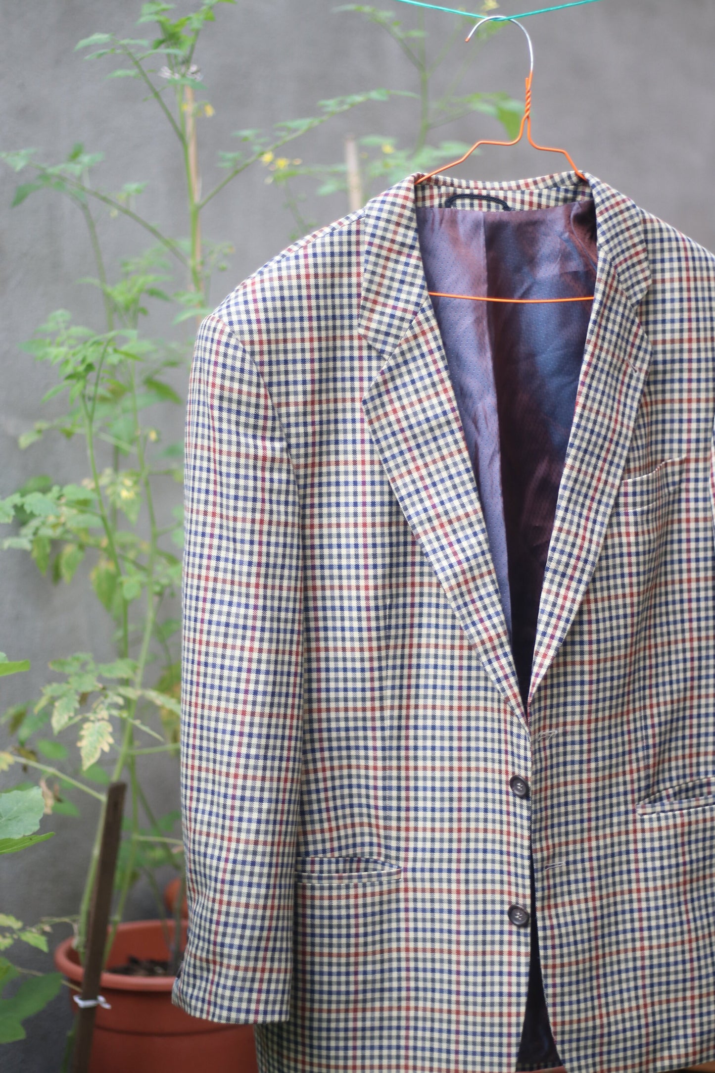 90s Checkered Wool Blazer | Vintage Brown and grey Oversized Unisex Blazer