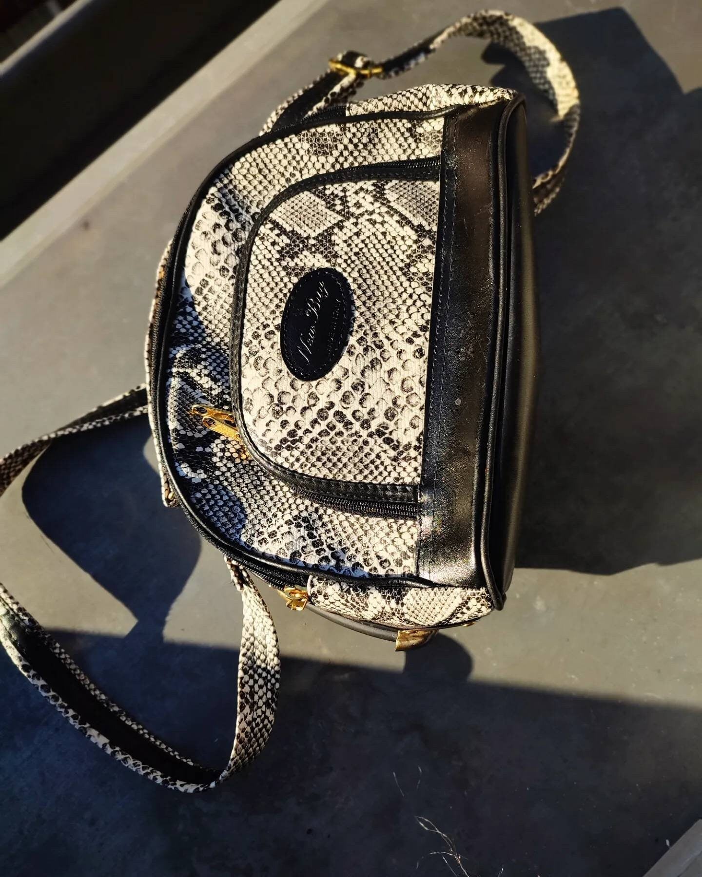 Vintage Animal Print Bag | Black shoulderbag | Minimalist monochrome design
