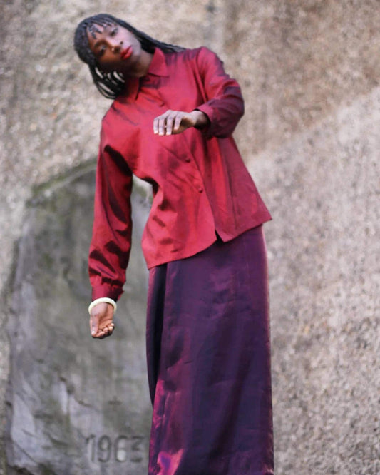 90s Opulent red skirt| Vintage Burgundy Maxi evening skirt