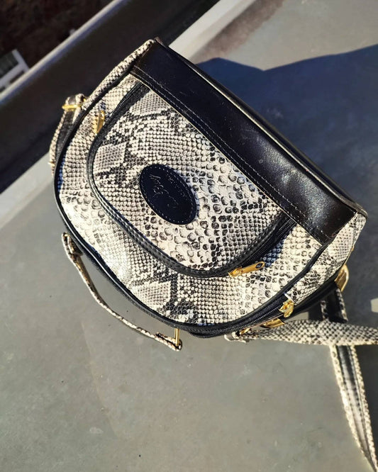 Vintage Animal Print Bag | Black shoulderbag | Minimalist monochrome design