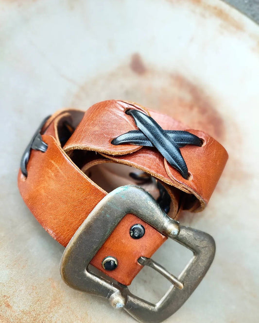 Vintage Brown Leather belt| Western-inspired belt with statement buckle