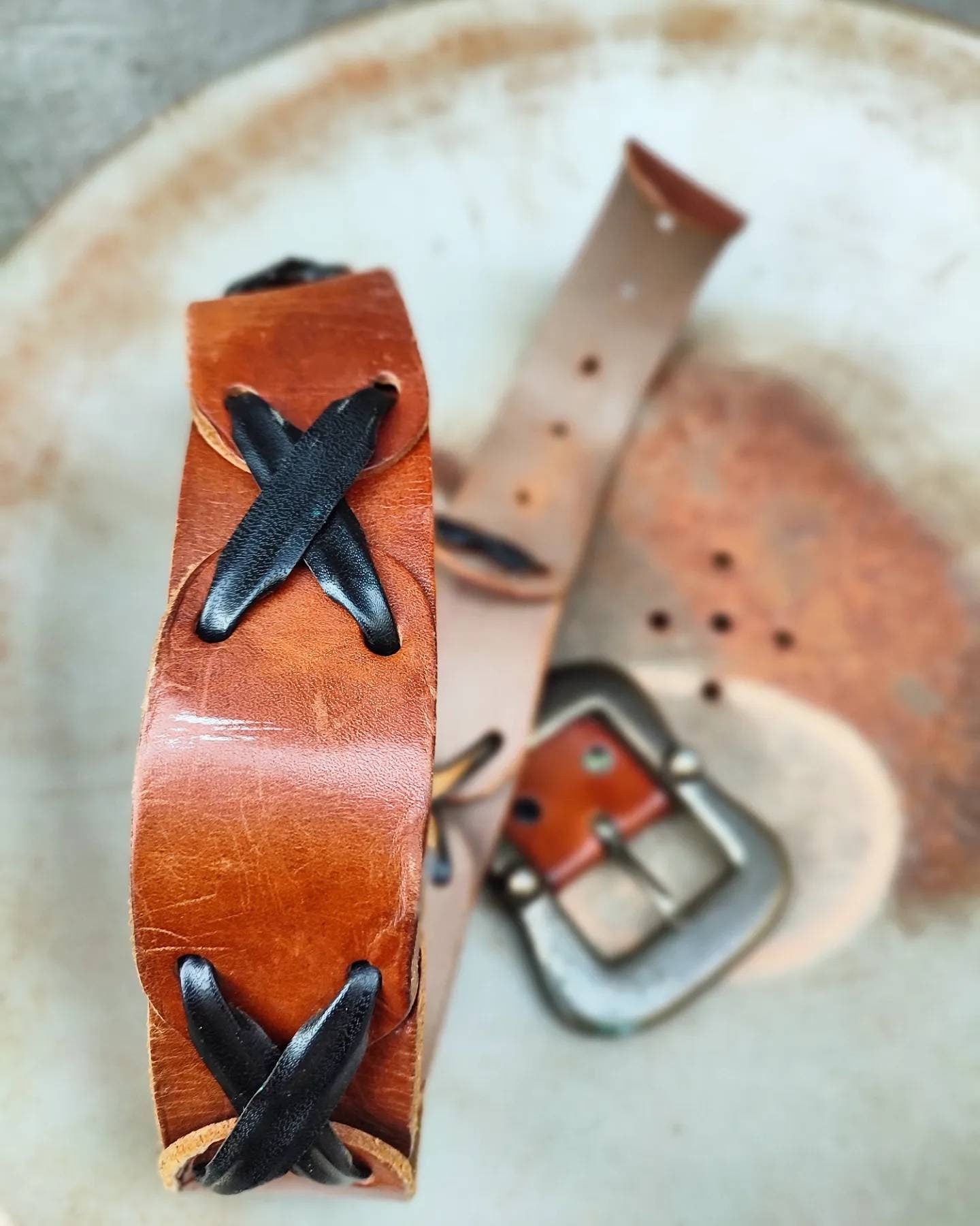 Vintage Brown Leather belt| Western-inspired belt with statement buckle