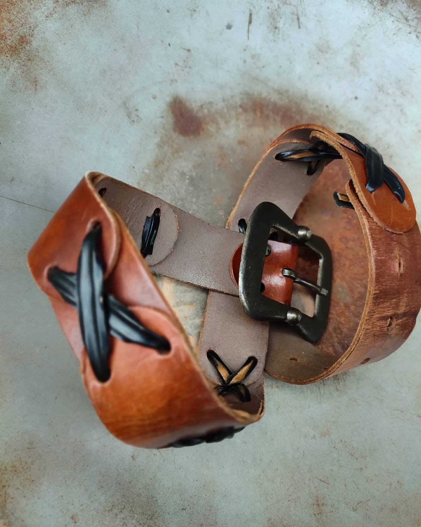Vintage Brown Leather belt| Western-inspired belt with statement buckle