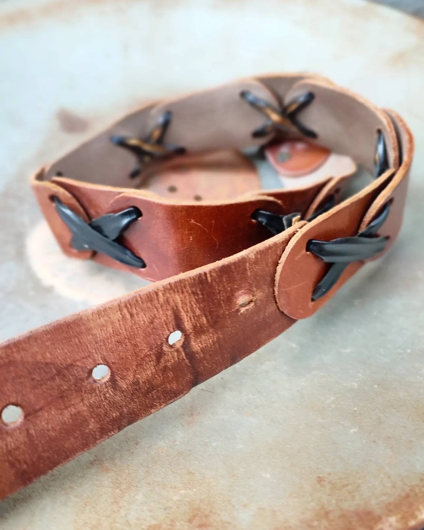 Vintage Brown Leather belt| Western-inspired belt with statement buckle