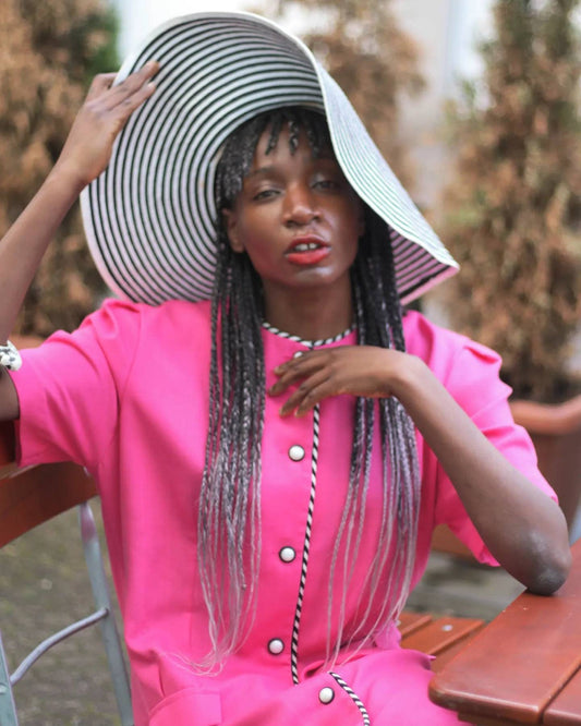 Vintage Pink Dress with statement striped detail