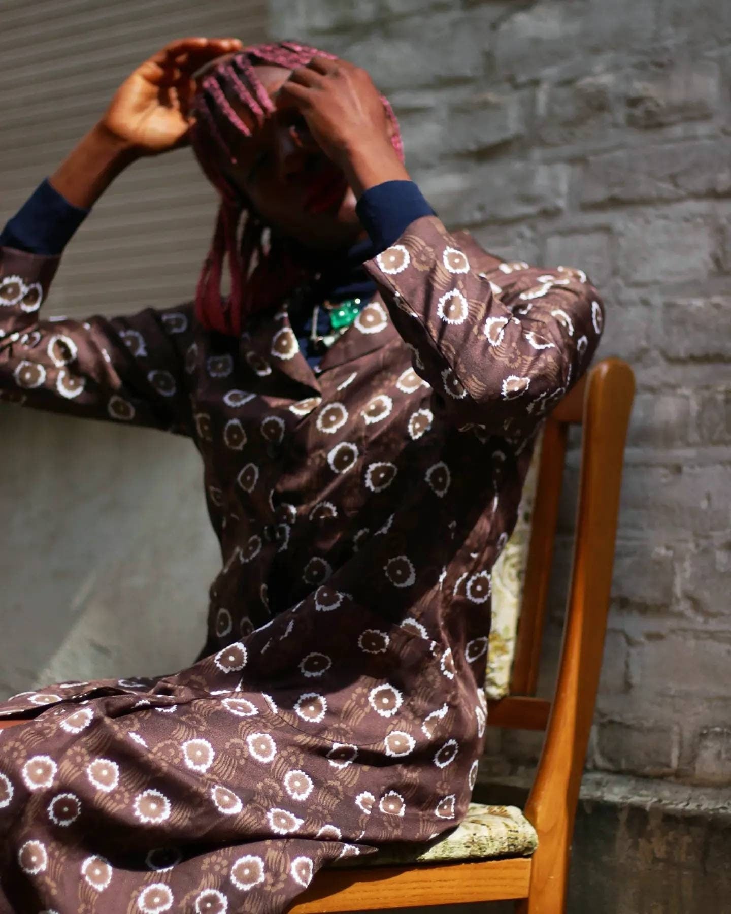 70s Handmade Brown Dress| Vintage Floral Print Summer Dress with abstract print Light summer buttoned down maximalist design