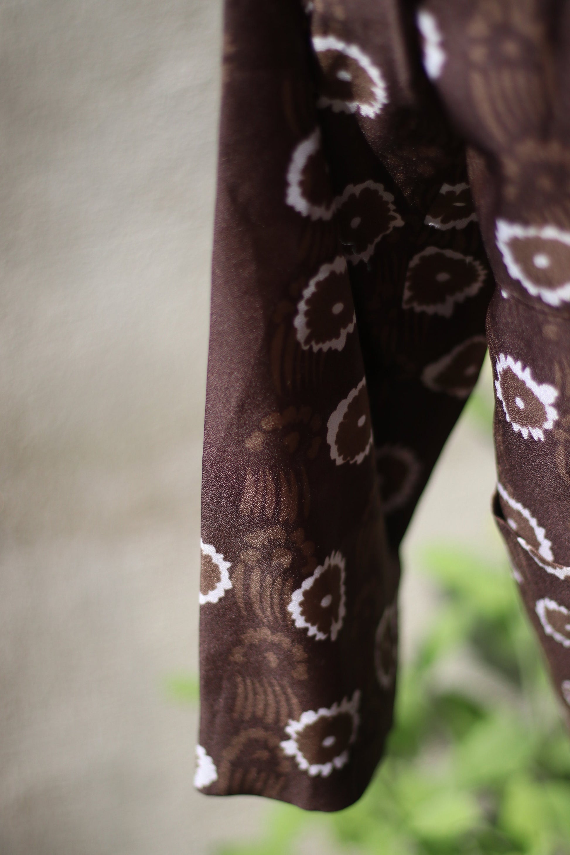 70s Handmade Brown Dress| Vintage Floral Print Summer Dress with abstract print Light summer buttoned down maximalist design