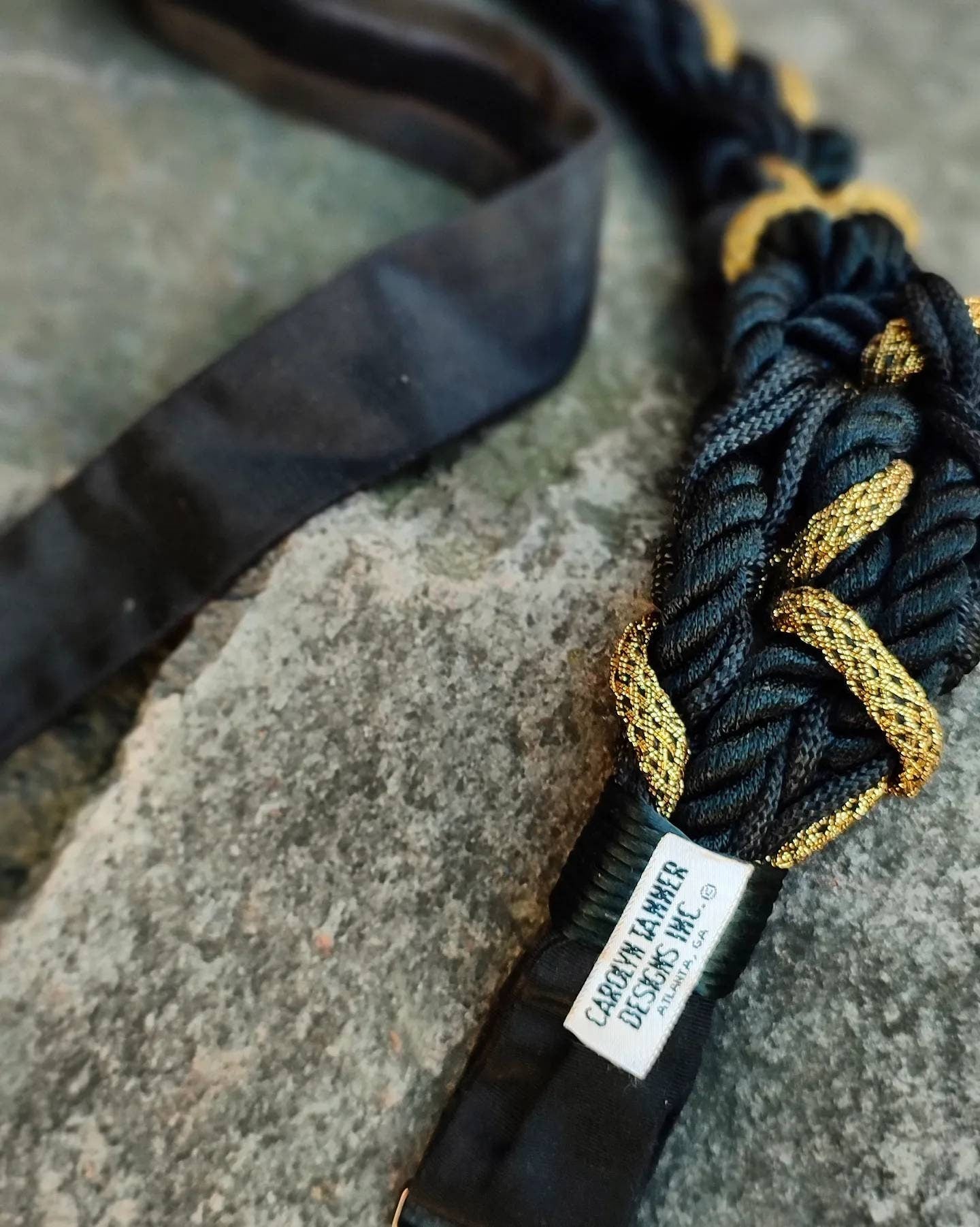 80s Carolyn Tanner Woven Belt| Vintage black and gold evening belt