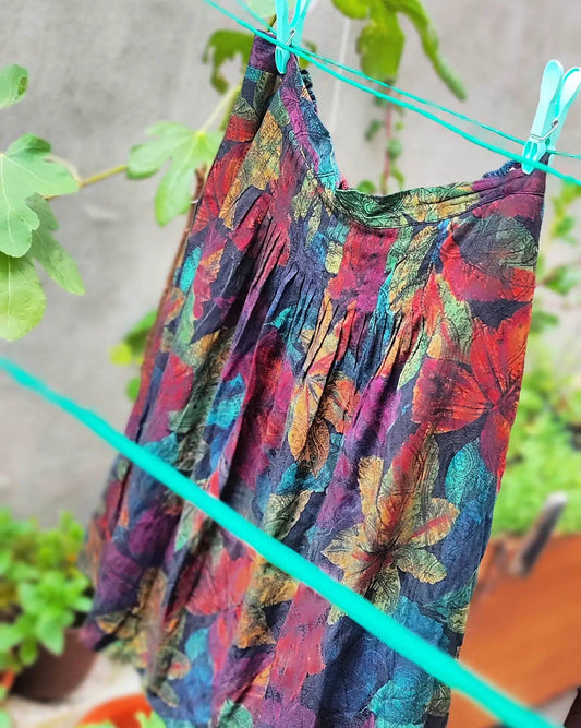 RABE 80s Wool blend Skirt | Vintage Floral Print Skirt