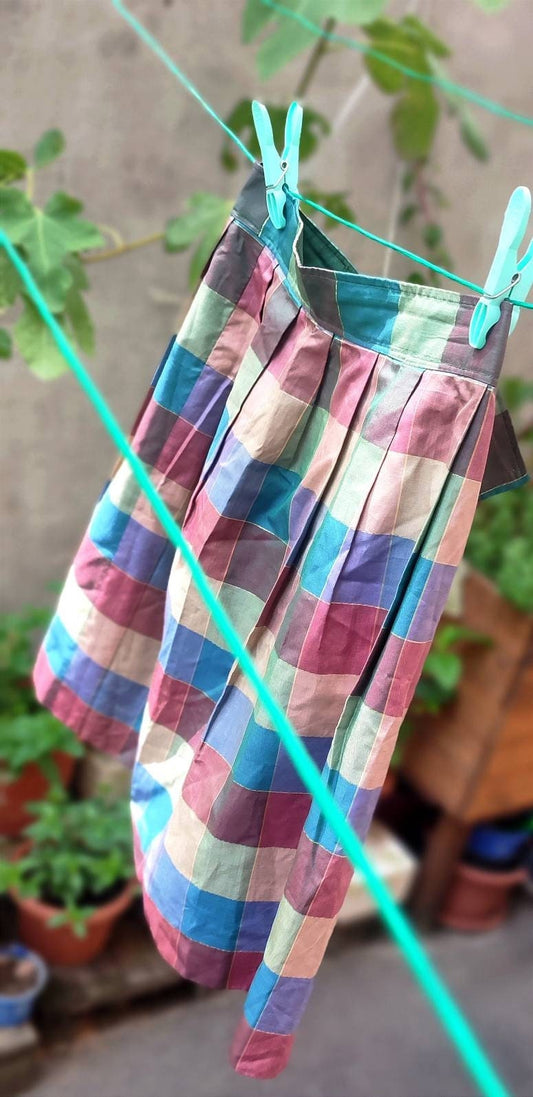 90s handmade checkered skirt | Vintage colorful skirt