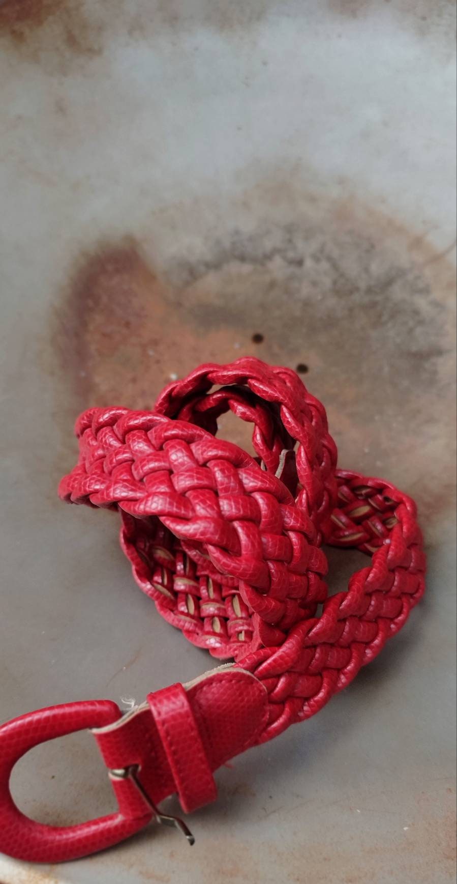 Vintage woven belt| 90s red boho chic belt