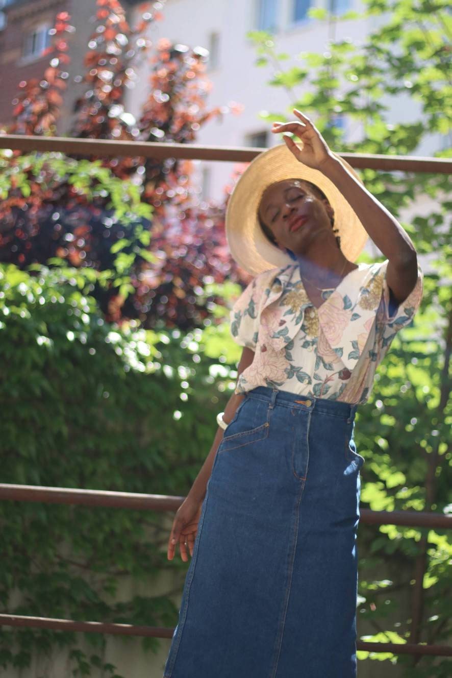 90s Denim Skirt| Vintage High waisted blue jeans skirt