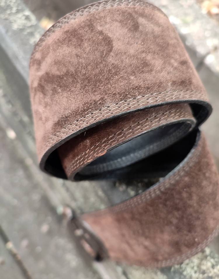 90s Paradiek Cologne Belt| Vintage Brown Suede Belt with exotic details and statement buckle