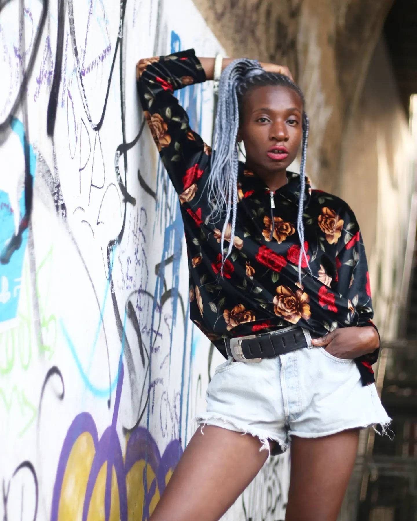 90s Floral Print Sweater| Vintage long sleeved sweatshirt with floral print and bling zipper streetwear