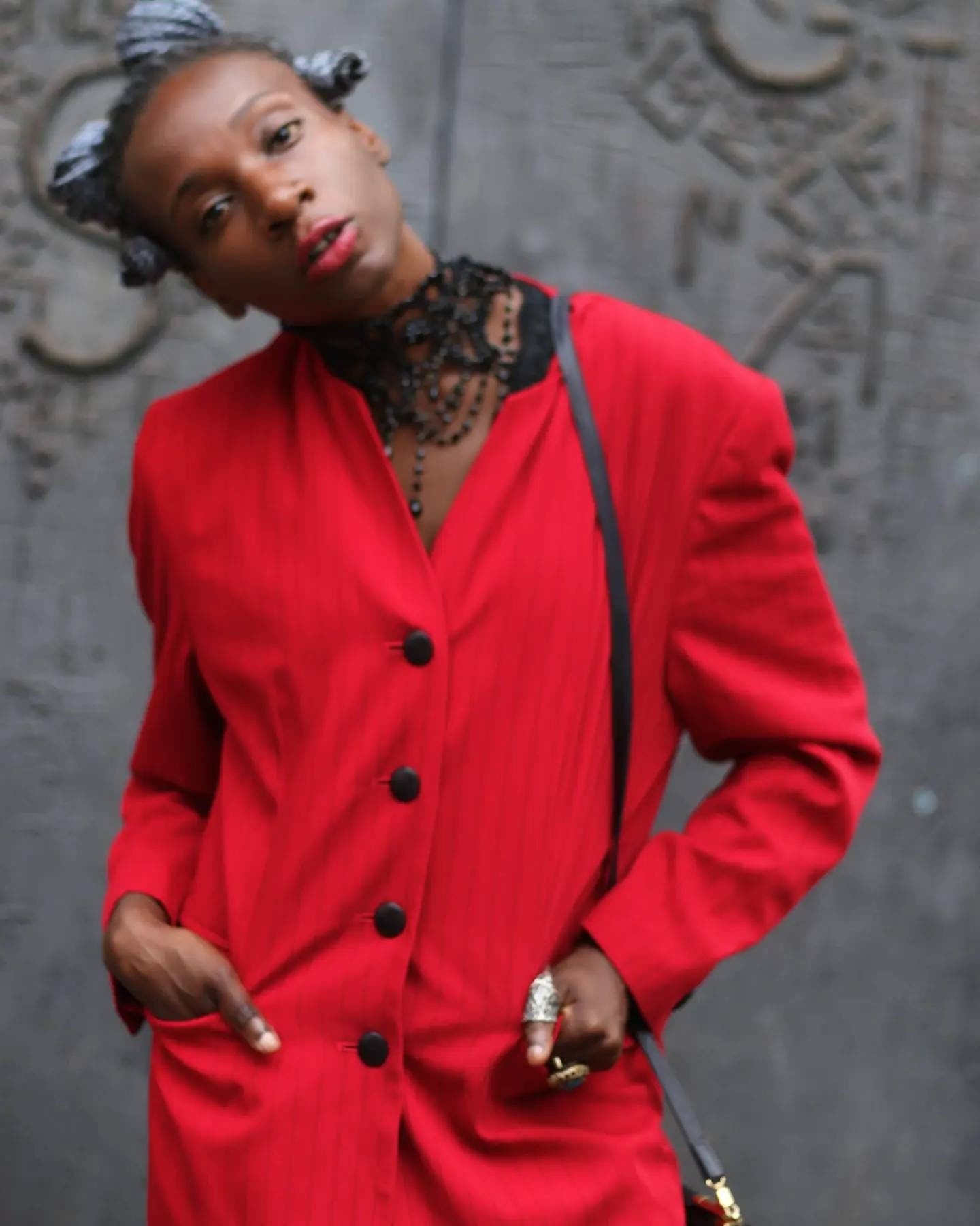90s Betty Barclays red pinstriped blazer |