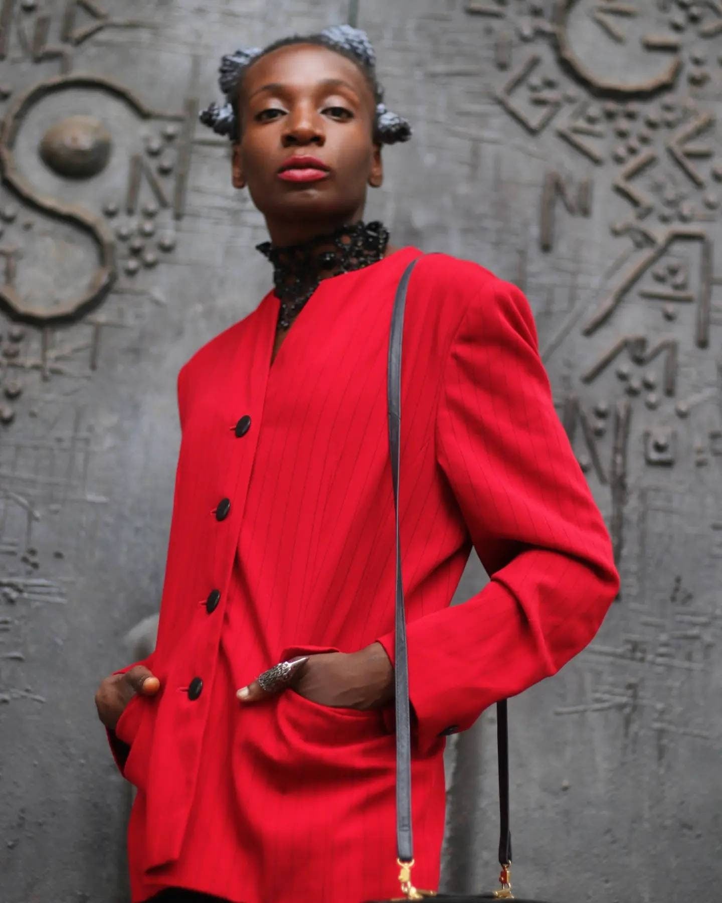 90s Betty Barclays red pinstriped blazer |