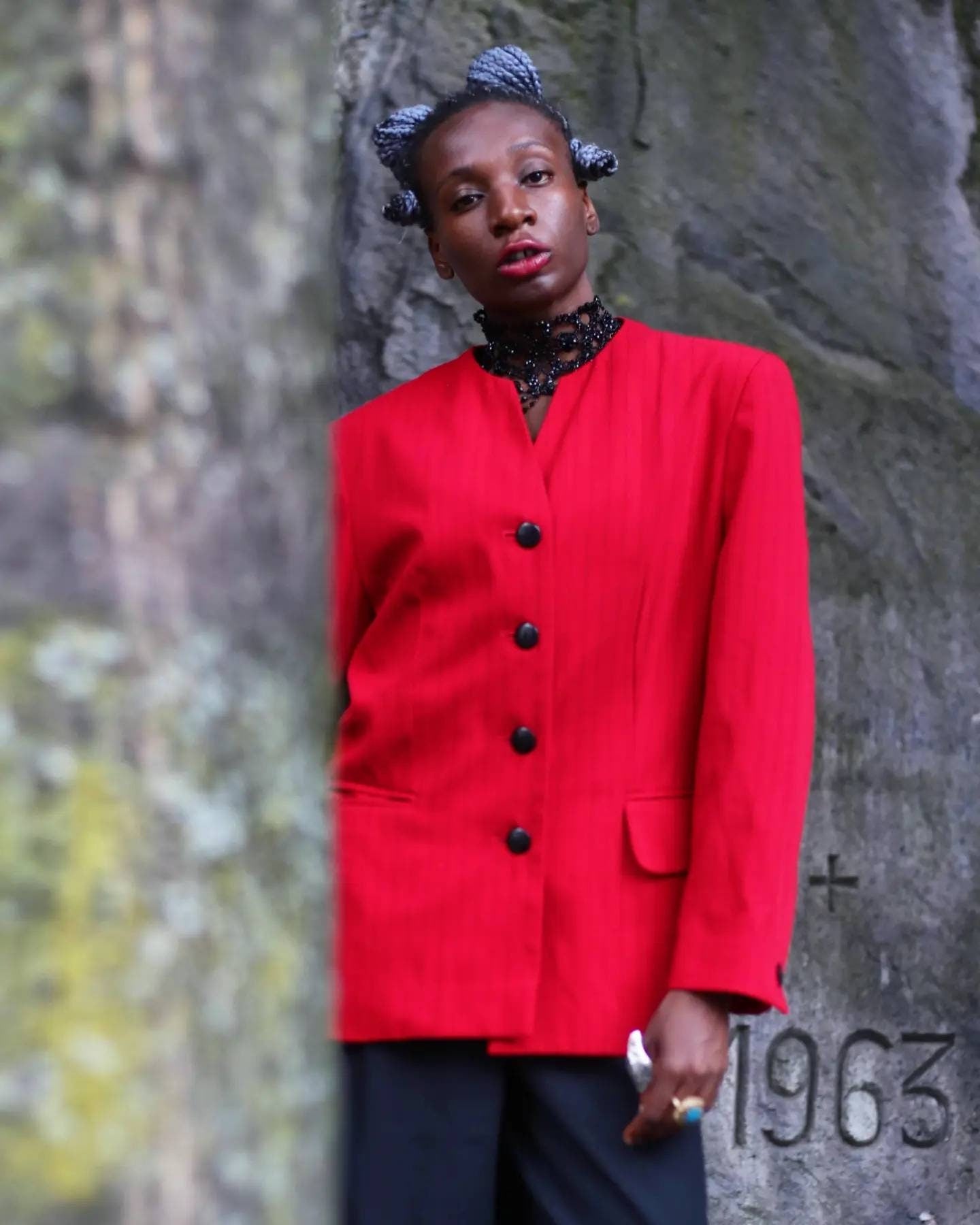 90s Betty Barclays red pinstriped blazer |