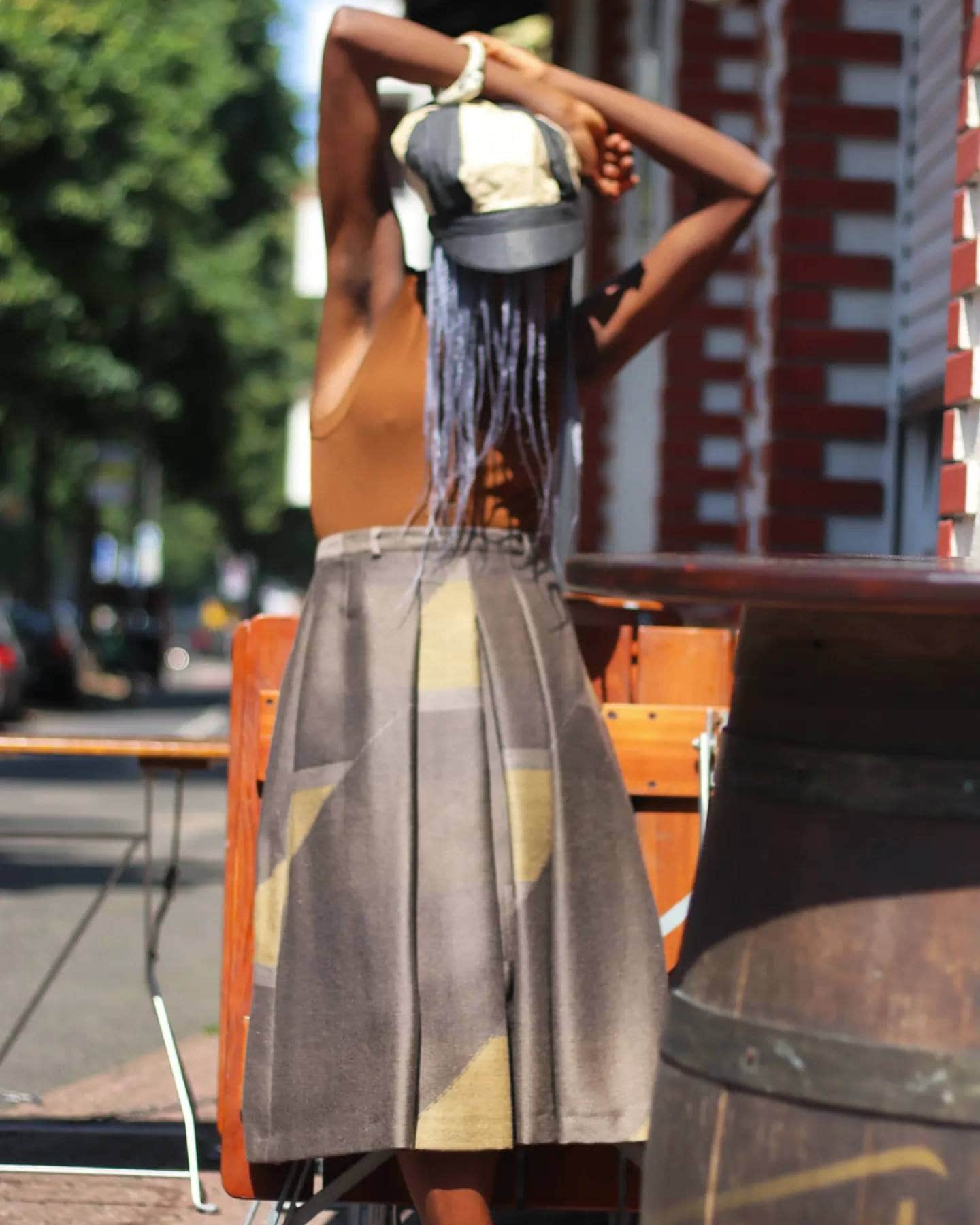 70s Grey Slendor Skirt| Made in West Germany Vintage Wool Skirt with Geometric Print| Maximalist retro winter skirt
