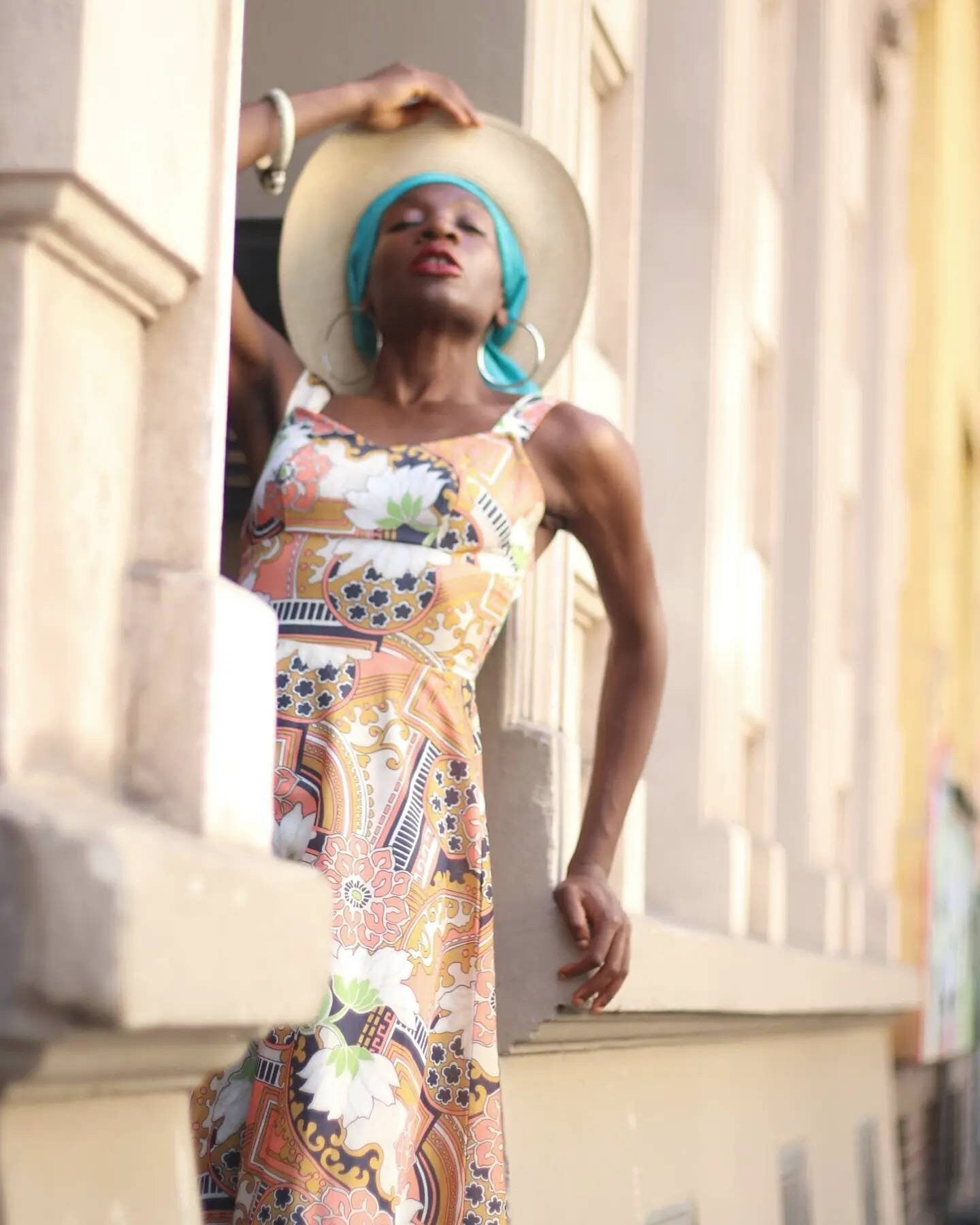 Vintage Trevira Abstract and Floral Print Dress | Retro 70s bold spaghetti strap summer design