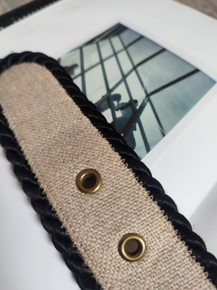 Vintage woven retro belt| 80s Maritime inspired belt in brown and black