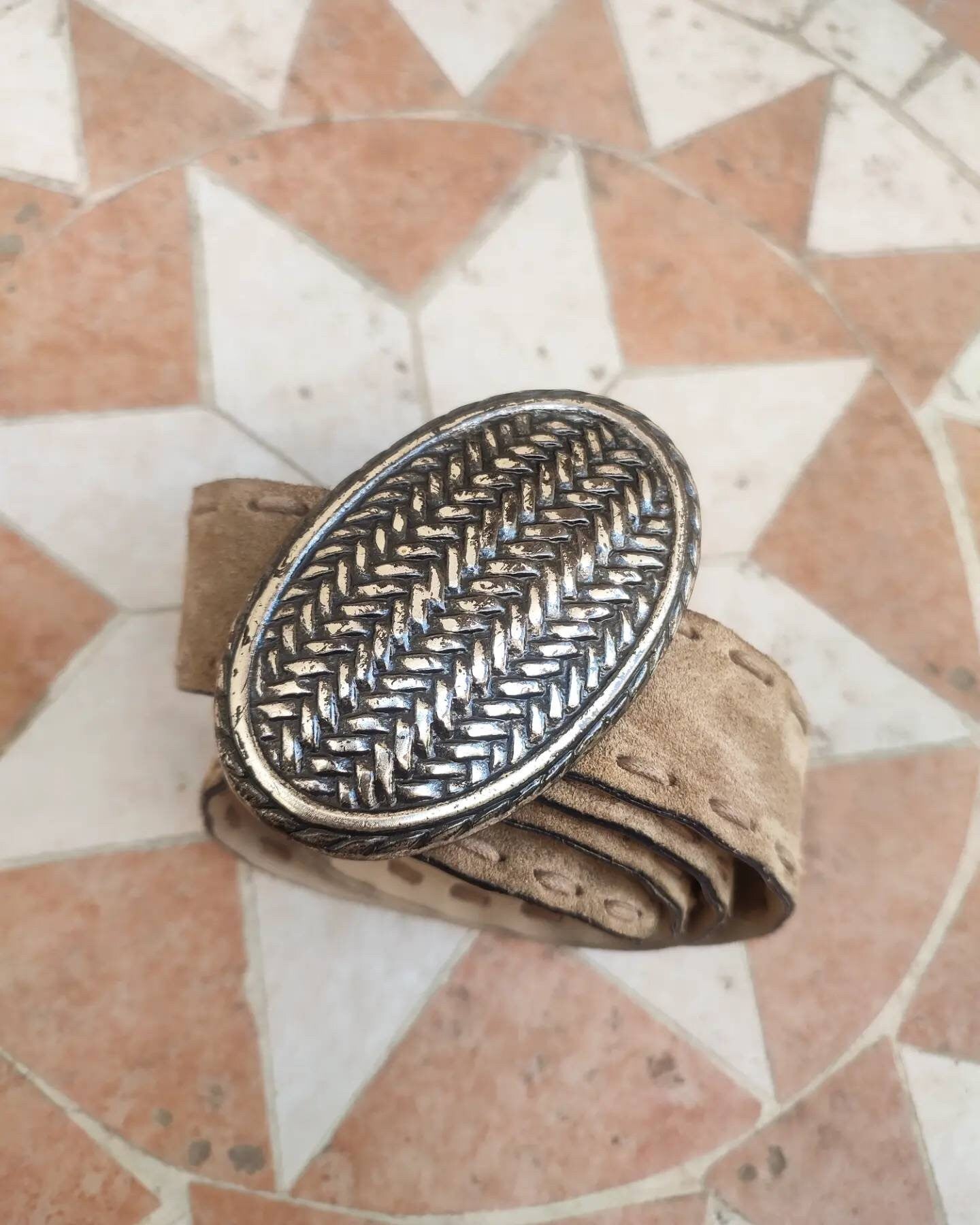 90s Ralph Gladen Suede Belt| Country Inspired Vintage brown belt with brass buckle