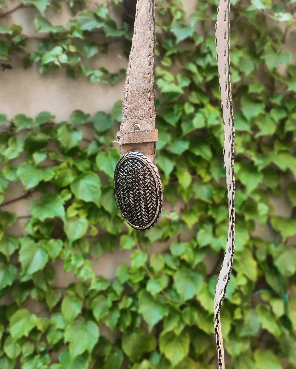 90s Ralph Gladen Suede Belt| Country Inspired Vintage brown belt with brass buckle