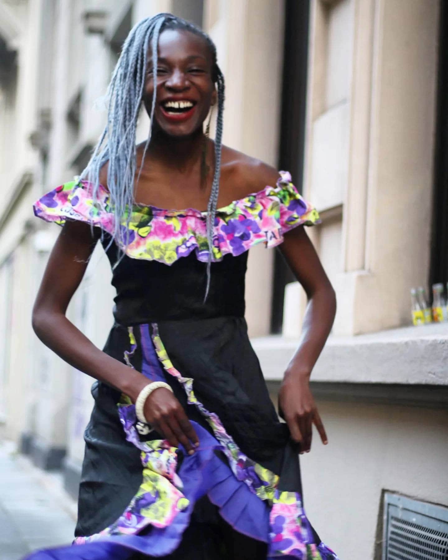 80s latin inspired dress| Vintage dress with frills and statement print