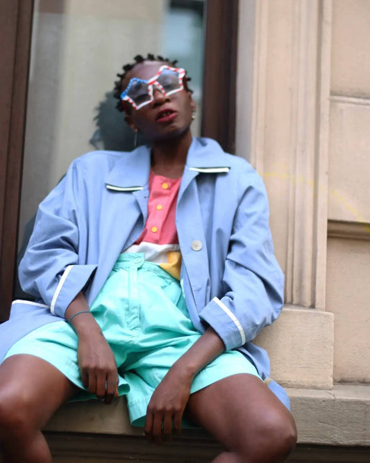 Creation Atelier GJ Lightweight Jacket| 90s two-toned sport-inspired Blue Jacket Streetwear sporty coat