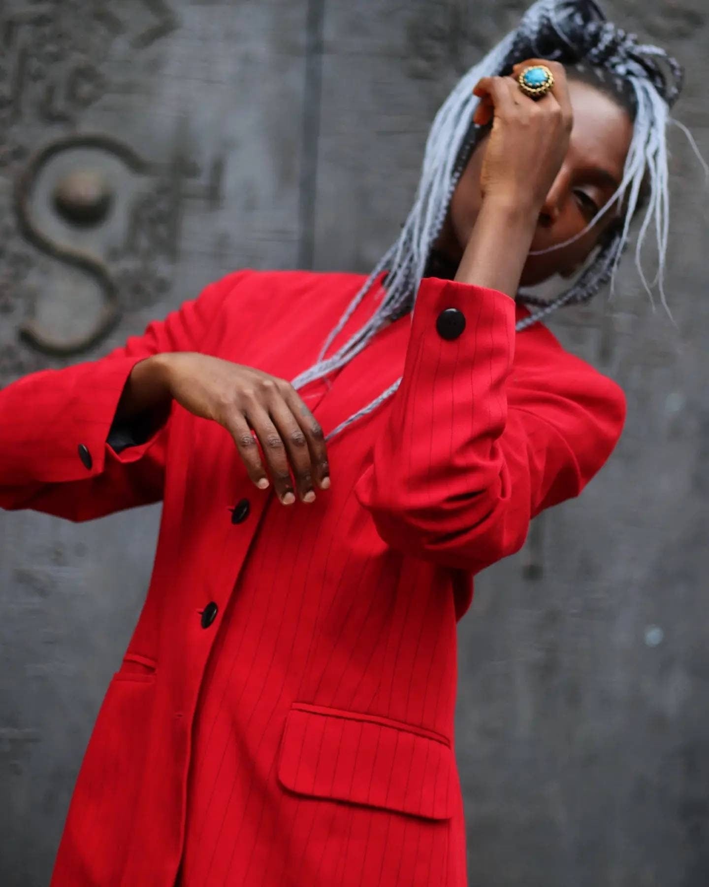90s Betty Barclays red pinstriped blazer |