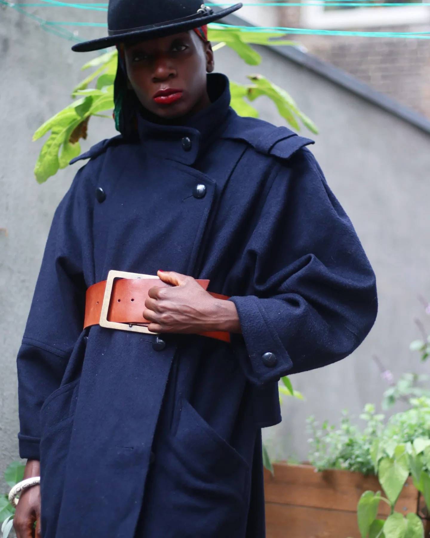 80s Lodenfrey Wool Blend Winter Coat | Vintage unisex navy Winter Trench Coat| Minimalist woman's winter coat