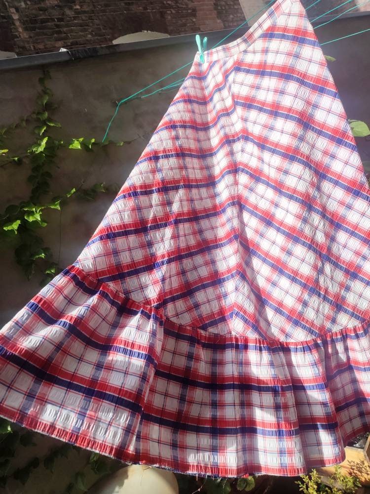90s Plaid Maxi Skirt | Vintage checkered grunge inspired skirt