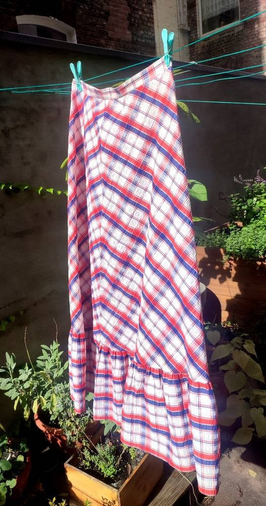 90s Plaid Maxi Skirt | Vintage checkered grunge inspired skirt
