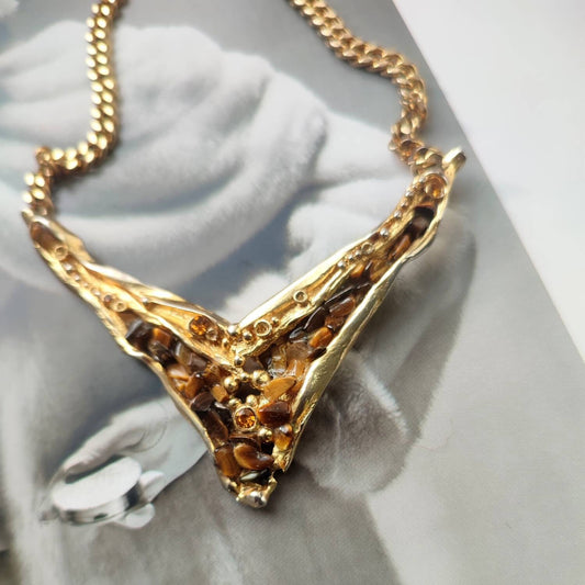Vintage Gold Colored Necklace with encrusted stones