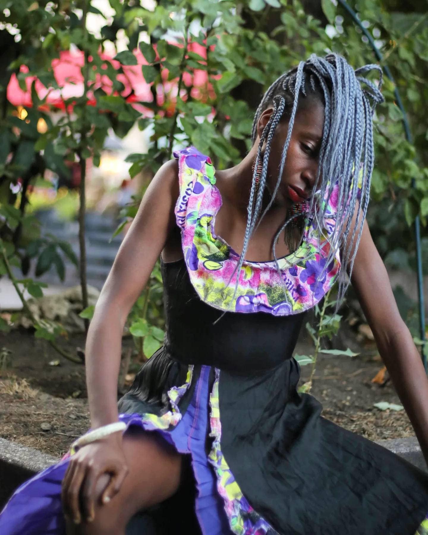 80s latin inspired dress| Vintage dress with frills and statement print