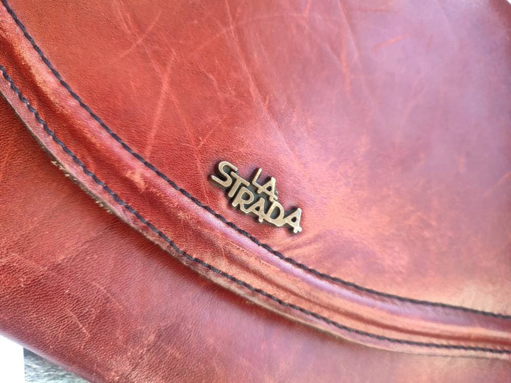 Vintage La Strada Leather Clutch| Minimalist Brown Clutch