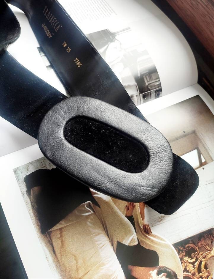 80s TRIBECCA by Jakoby Statement Belt | Vintage Black Opulent waist belt with statement buckle