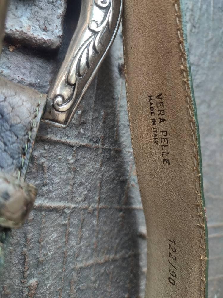 Vintage Vera Pelle leather Belt with silver colored buckle | Made in Italy brown leather belt