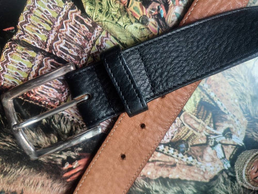 Vintage Andrea D'Amico belt in black |Minimalist Designer Leather Belt
