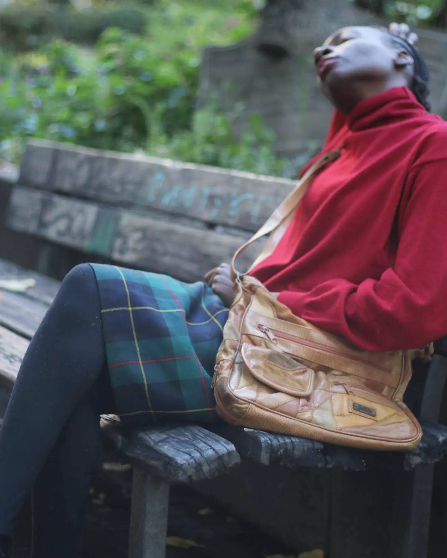 Vintage Checkered Skirt in Green| 80s Wool plaid skirt